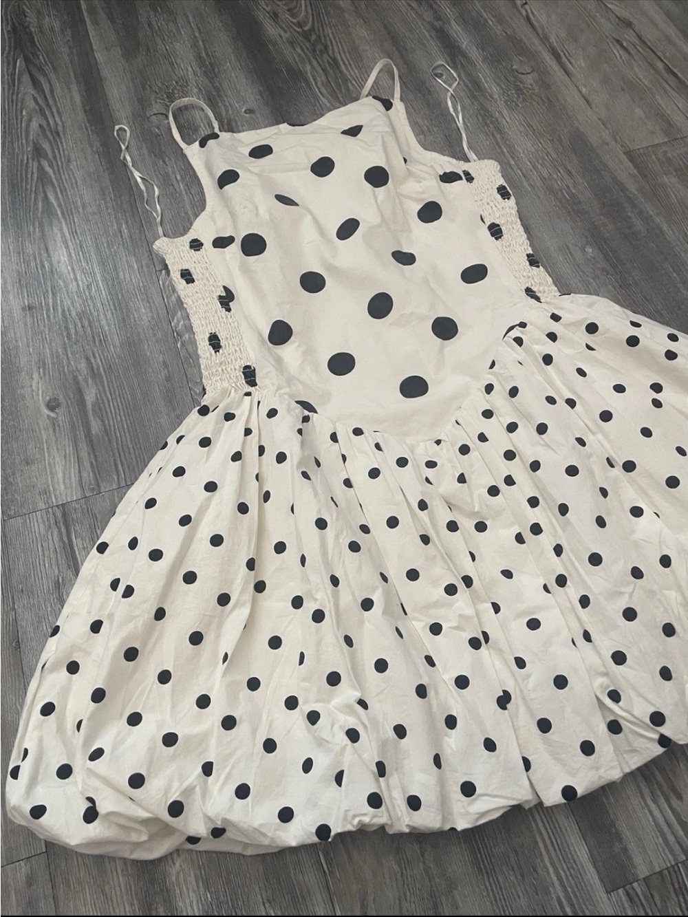 Free People Misty Bubble Hem Mini Dress in Tea Combo Size L NWT